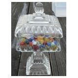 Square Compote Full of Marbles