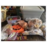 Tote of Halloween & Fall Decorations