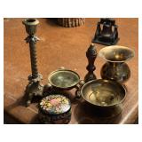 Brass Decorations and Candle Holder