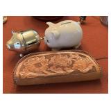 Leather Purse and Pig Banks