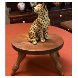 Footstool with Leopard Statue