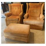 2 - Arm Chairs & Matching Footstool