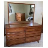 Cherry Lowboy Dresser with Mirror