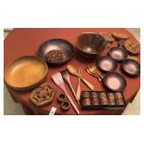 Wood Salad Bowls, Napkin Rings, Trivets