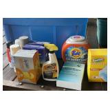 Tote Full of Cleaners and Chemicals
