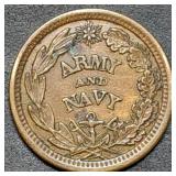 1863 Army & Navy Patriotic Civil War Token