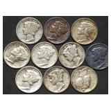 10 Nice Mercury Silver Dimes