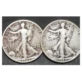 1943-D & 1945 Walking Liberty Silver Half Dollars