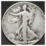 1937 Walking Liberty Silver Half Dollar
