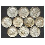 10 Nice Mercury Silver Dimes