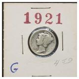 Key Date 1921 Mercury Silver Dime