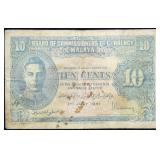 1941 Malaya 10 Cents Banknote