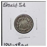 1867 Rays Shield Nickel
