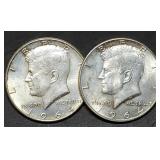 Pair of Kennedy 90% Silver Half Dollars BU