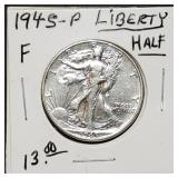 1945 Walking Liberty Silver Half Dollar