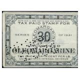 1931 US Tax Stamp for 30lb Margarine