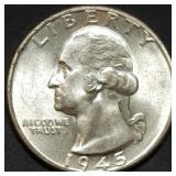 1945 Washington Silver Quarter Gem BU