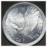 1956 Chili 5 Pesos Half Condor Coin Gem BU