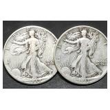 1942 & 1943-D Walking Liberty Silver Half Dollars