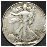 1947 Walking Liberty Silver Half Dollar