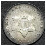 1852 Three Cent Silver, Uncirculated, Nice!