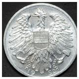1952 Austria 1 Schilling Coin BU
