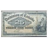 1900 Canada 25 Cent Shinplaster Paper Banknote