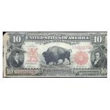 1901 $10 Bison Red Seal Legal Tender Buffalo Note