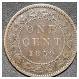 1859 Canada Large Cent Young Queen Victoria