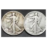 1942 & 1944 Walking Liberty Silver Half Dollars