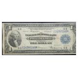 1918 $1 Federal Reserve Note Eagle Back Fine+