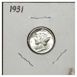 1931 Mercury Silver Dime High Grade Full Bands