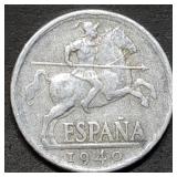 1940 Spain 10 Centimos Coin