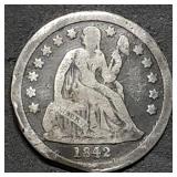 1842 Seated Liberty Silver Dime