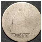 1854 Arrows Seated Liberty Silver Quarter