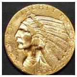 1909-D $5 Indian Head Gold Half Eagle BU Nice!
