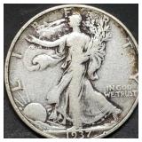 1937 Walking Liberty Silver Half Dollar