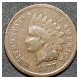 1877 Indian Head Cent, Key Date, Very Nice!