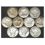 10 Nice Mercury Silver Dimes