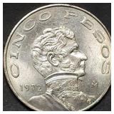 1972 Mexico 5 Pesos Coin High Grade