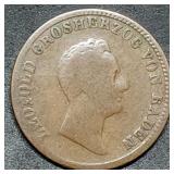 1845 German States 1 Kreuzer Coin