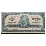 1937 Canada $2 Banknote