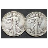 1942-S & 1943 Walking Liberty Silver Half Dollars