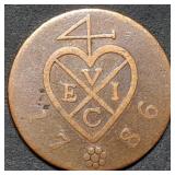 1786 East India Company Copper Keping Coin Nice