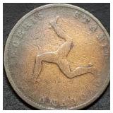1839 Isle of Man Halfpenny Queen Victoria