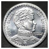 1956 Chili Un Peso Coin Gem BU