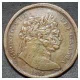 1817 Copper Counterfeit Half Crown, Rare Find