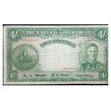 1936 Bahamas 4 Shillings Banknote