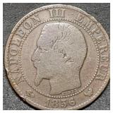1856 France 5 Centimes Coin Napoleon III