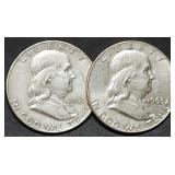 Pair of 1963-D Franklin Silver Half Dollars